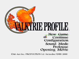 Valkyrie Profile title screen for Playstation